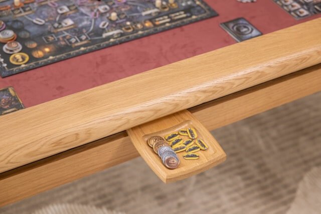 Component organizer holding tokens at the rail